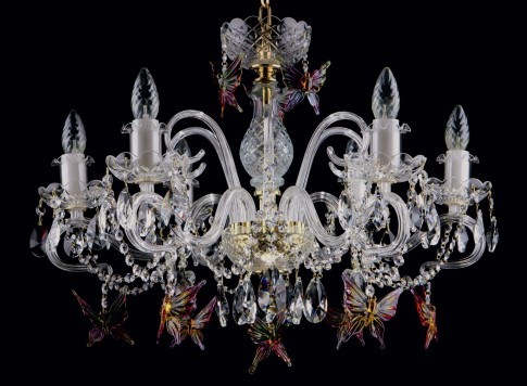 Design chandelier with glass butterflies