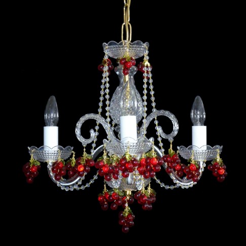 The 3 bulbs design crystal chandelier with red glossy grapes