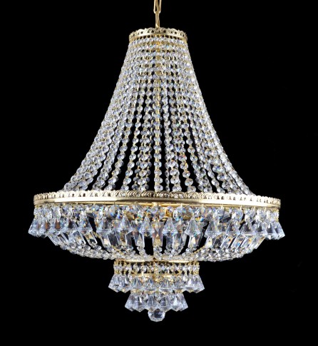 6 bulbs Strass basket crystal chandelier - Cut octagons & Diamond shaped pendants