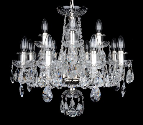 12-bulb Silver crystal chandelier for the living room