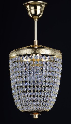 1 Bulb basket crystal chandelier with cut Strass crystal chains