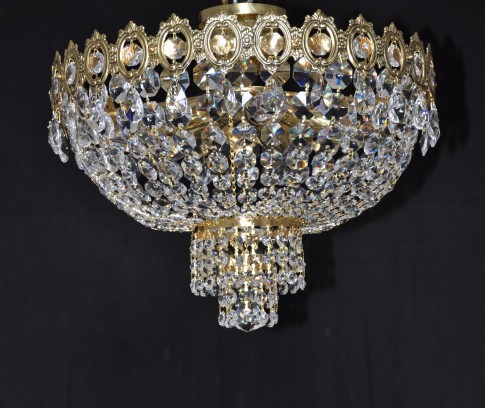 Surface-mounted basket crystal chandelier with strass stones
