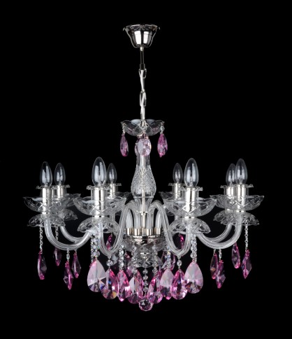 The violet crystal chandelier with smooth glass arms