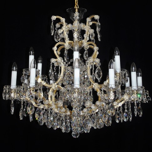 Luxurious 18-arm Terezian chandelier with lead trimmings
