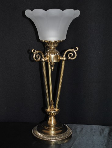 1 Bulb Cast brass crystal table lamp with sand blasted glass lampshade