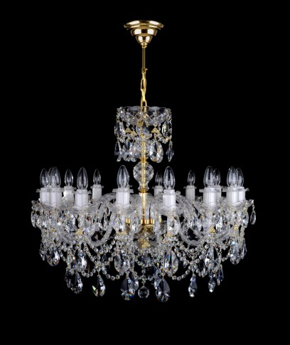 Traditional Czech Crystal Chandelier with 16 arms made of twisted glass.