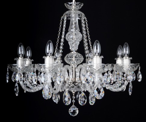 8 Arms silver crystal chandelier with original Swarovski crystal almonds