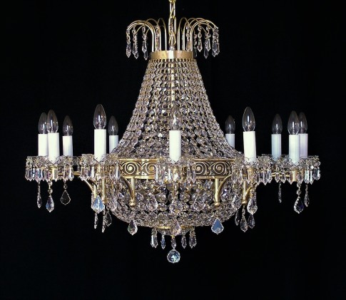 18-bulb Luxury basket chandelier made of cast gold brass