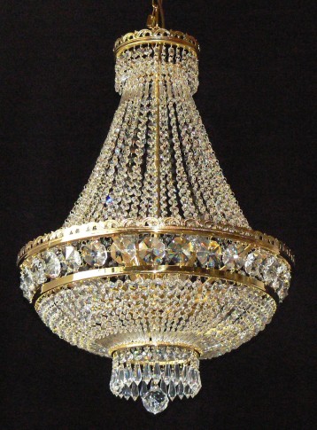 9 bulbs Strass basket crystal chandelier with large cut octagons & crystal drops