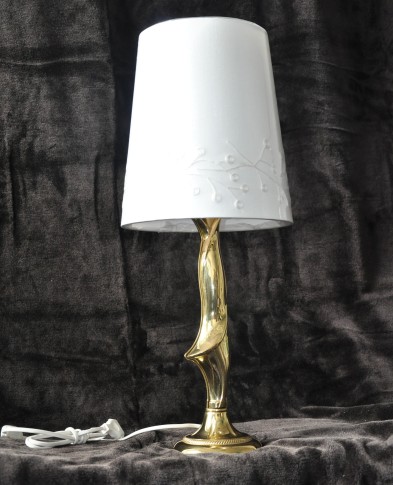 1 Bulb Cast brass crystal table lamp with textile lampshade