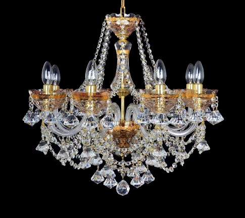 Luxurious gold painted chandelier for the living room.