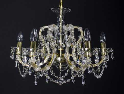 Gold Maria Theresa crystal chandelier with 6 metal arms