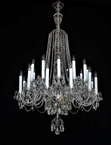12-12 Arms Victorian Crystal chandelier with long French candles & twisted arms