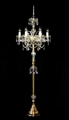 Gold brass crystal floor lamp with the range of 160 cm height