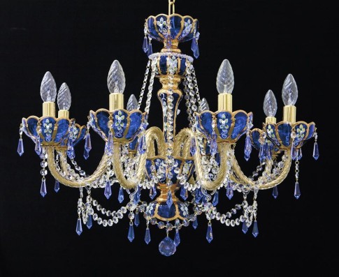 Blue artistic crystal chandelier