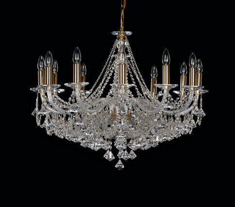 12-bulb chandelier with diamond trimmings pattern Preciosa (called pyramids)