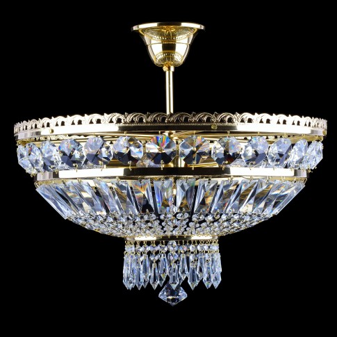 6 Bulbs brass basket crystal chandelier w