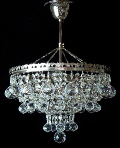 3 Bulbs basket crystal chandelier with cut crystal balls