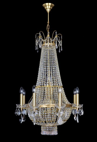 8 Arms basket crystal chandelier with Strass crystal chains - (8+5) candle bulbs