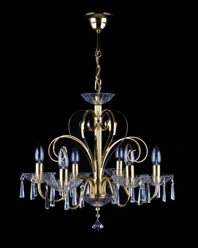 6 Arms plain crystal chandelier with cut crystal hooves