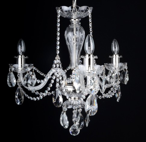 3 Arms Crystal chandelier with smooth glass arms