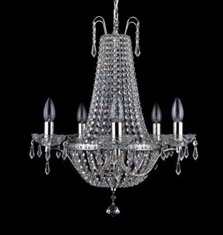 5 Arms silver basket crystal chandelier with Strass crystal chains & crystal drops