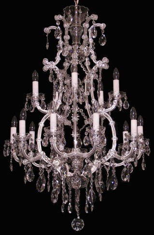 15 flames Silver Maria Theresa crystal chandelier with almonds