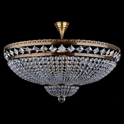 Large Swarovski basket chandelier -brown metal