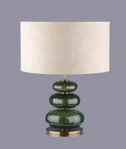 Table lamp made of dark green glass in the color of olivine stone