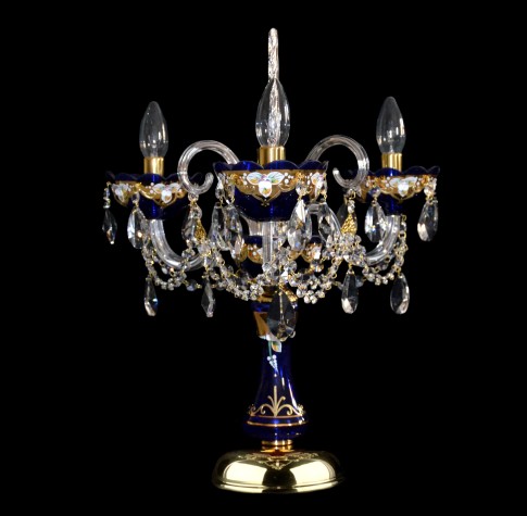 Decorative table lamp made of blue glass "royal blue"