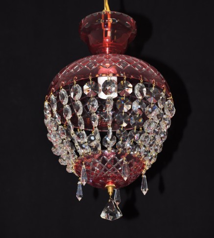 Ruby RED Bohemian crystal chandelier in the shape of crystal basket