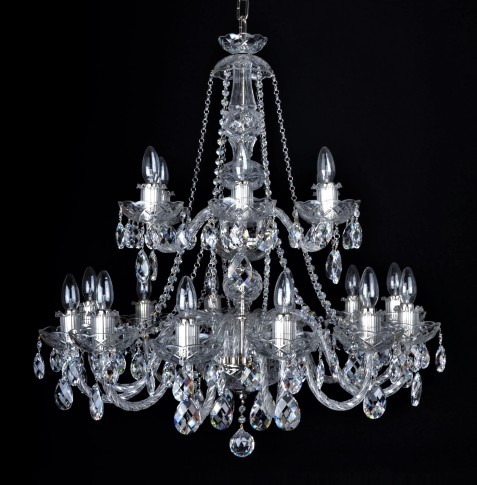 18 Arms silver crystal chandelier with original Swarovski crystal almonds