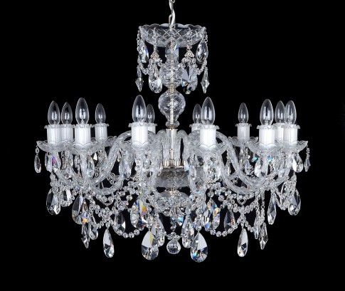 Bohemian 12-arm silver chandelier