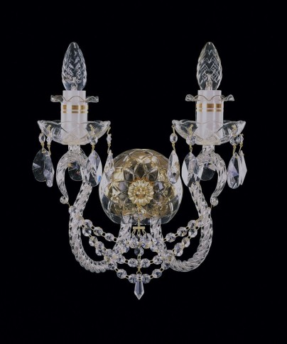 Bohemian crystal wall sconce with 2 bulbs