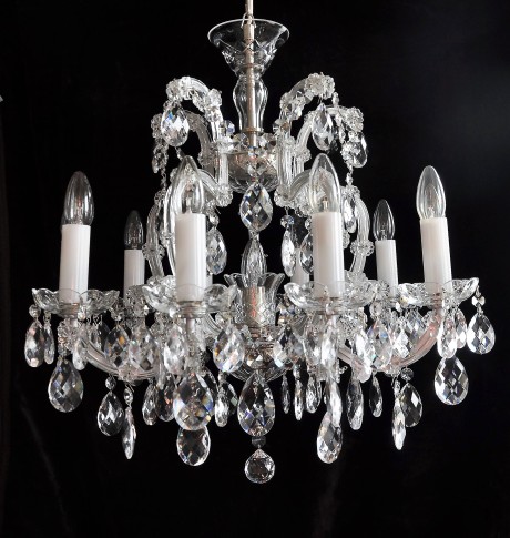 Smaller silver Theresian chandelier with 10 + 1 light bulbs