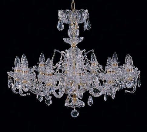 Chandelier of hand cut blown glass 12 bulbs