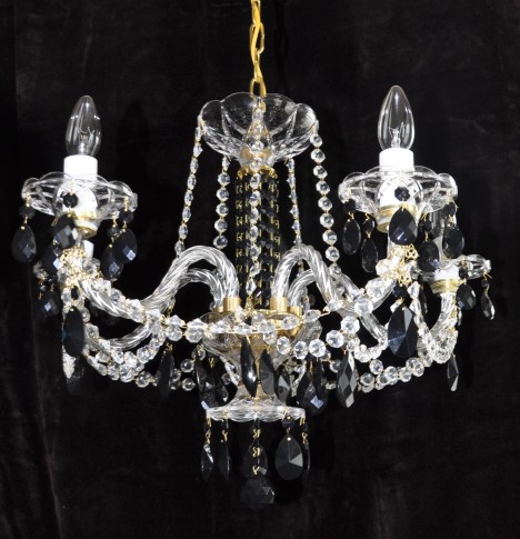 5 Arms Crystal chandelier with black almonds