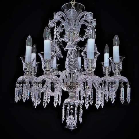 Classic chandelier in Baccarat style with silver metal