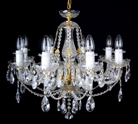 8 Arms Crystal chandelier with smooth glass arms & Cut almonds