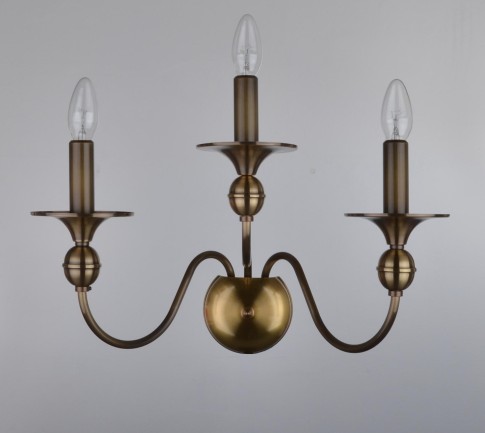 Dutch metal wall light with 3 bulbs - brownmetal finish