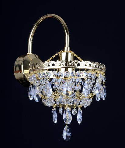 1 Arm crystal wall light with metal arm & cut crystal almonds