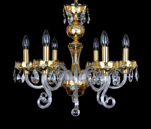 luxury gold crystal chandelier with 3D painting on GOLD base