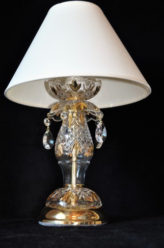 Crystal table lamp with the lampshade decorated with gold painting