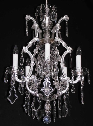 5+1 Bulb Silver Maria Theresa chandelier