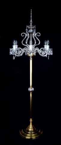 6 Arms Crystal floor lamp with glass horns ANTIK