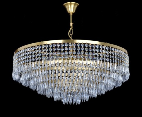 Drum crystal chandelier over dining table