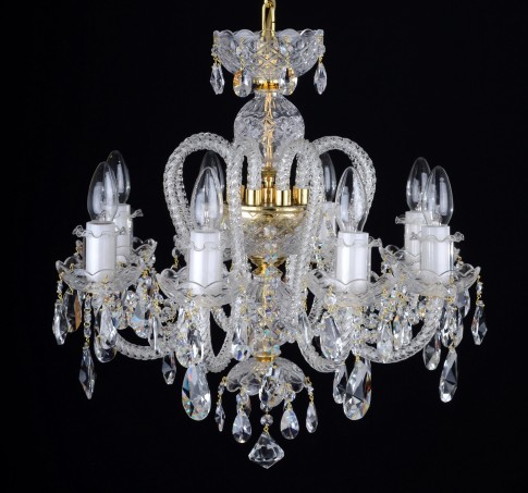 8 Arms Crystal chandelier with long twisted glass arms