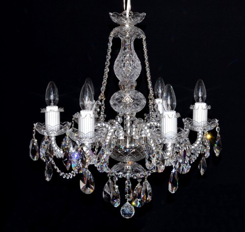 6-Arms Swarovski crystal chandelier with original cut almonds