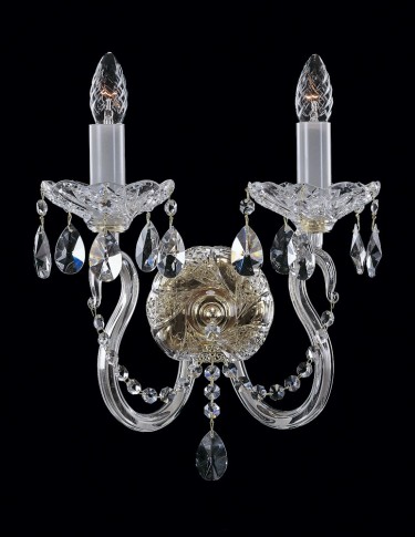 Cut crystal wall sconce with 2 arms