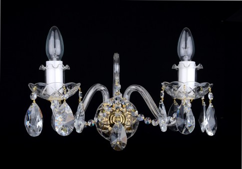 2 Arms crystal wall light with cut almonds